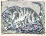 Otto Dix, Katze, 1959, Lithograph printed in colours