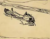 Kahn auf der Elbe by Ernst Ludwig Kirchner, 1907, Indian ink pen drawing, sold May 2002