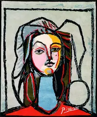 Portrait au cou bleu (Tapisserie) by Pablo Picasso, Object, sold May 2002