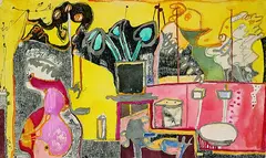 Gerhard Altenbourg, Kindliches Interieur, Watercolour