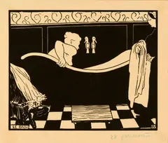 Félix Vallotton, Le bain, 1894, Numbered and signed "28 fVallotton" in blue pencil by the artist lower right