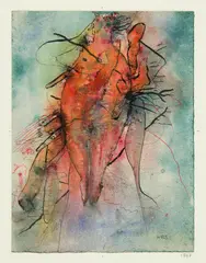 Wols, Grande tâche, 1947, Pen and ink over watercolour, on laid paper, laid down on support