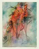 Wols, Grande tâche, 1947, Pen and ink over watercolour, on laid paper, laid down on support