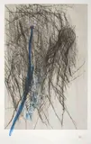 Rolf Iseli, Doppelgänger, 1992, Drypoint, reworked with colour on Japanese paper, in the artist's frame