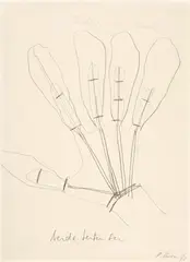 Federhandschuh by Rebecca Horn, 1972, Pencil on smooth drawing paper, sold Sep 2024