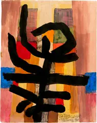 Johannes Itten, Zeichen auf Rot-Orange-Gelb-Blau (Grosse Komposition), 1962, Tempera, ink and watercolour on thin wove paper