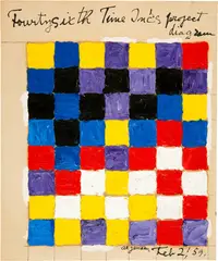 Fourtysixth Time Inc's Project Diagram by Alfred Jensen, 1959, Oil over preparatory drawing in black chalk on firm wove paper, sold Sep 2024