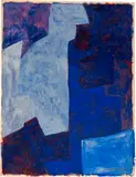 Serge Poliakoff, Composition en bleu, 1962, Gouache on thin laid paper