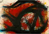 Arnulf Rainer, Ohne Titel (Übermalung), 1989/1990, Photograph laminated on cardboard, painted over with mixed media and mounted on a wooden panel