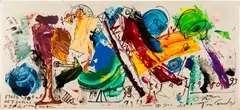Meta total de travers et indépendant by Jean Tinguely, 1989, Felt-tip pen, oil and gouache on white cardboard, sold Sep 2024