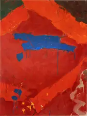 Teruko Yokoi, Red Diamond with Blue, 1960/1961, Oil on canvas