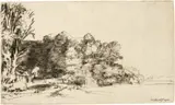 Rembrandt Harmensz van Rijn, Baumgruppe mit Aussicht - Clumb of Trees With a Vista, 1652, Drypoint on laid paper with watermark "Arms of Amsterdam " (cf. Hinterding variants A and F.F.a)