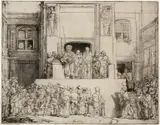 Rembrandt Harmensz van Rijn, Ecce Homo: Christus dem Volke vorgestellt - Christ Presented to the People: Oblong Plate, 1655, Drypoint on laid paper