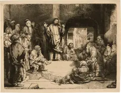 Rembrandt Harmensz van Rijn, Christus predigend - Christ Preaching ("La petite tombe"), 1657, Etching and drypoint on Japanese Gampi paper
