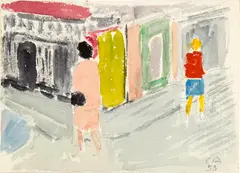 Cuno Amiet, Auf der Strasse, 1953, Watercolour over pencil on wove paper