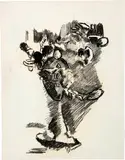 Cuno Amiet, Stillleben mit Blumenstrauss und Äpfeln, 1917, Grease chalk drawing on firm wove paper