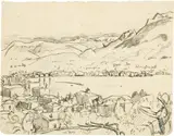 Cuno Amiet, Kompositionsstudie zu "Lugano (Paradiso)", 1925, Pen and ink and pencil on thin drawing pad paper