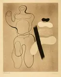 Willi Baumeister, Linienfigur auf Braun, 1935, Offset lithograph on machine-made paper