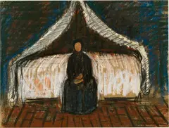 Hans Berger, Seule, 1908, Pastel chalk on dark brown paper