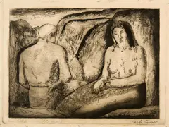 Carlo Carrà, Gli amanti, 1927, Etching and aquatint on wove paper