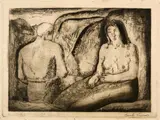 Carlo Carrà, Gli amanti, 1927, Etching and aquatint on wove paper