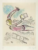 Marc Chagall, Blatt 2 aus "De mauvais Sujets", 1958, Colour etching on japon nacré