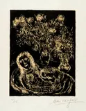 Marc Chagall, Couple sur fond noir, 1973, Colour lithograph on Japanese paper