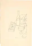 Friedrich Dürrenmatt, Stillleben mit Flasche, Weinglas und Buch, Around 1973