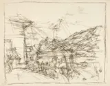 Alberto Giacometti, Le Lac de Sils et le Piz Corvatsch depuis la maison des Giacometti à Maloja, 1957, edition 1958, Lithograph