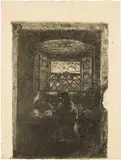 Giovanni Giacometti, Mamma alla culla - Mutter und Kind an der Wiege sitzend, 1898-1900, Etching on cream-coloured wove paper
