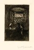 Giovanni Giacometti, Mamma alla culla – Mutter und Kind an der Wiege sitzend, 1898-1900, Etching