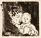 Giovanni Giacometti, Mutter und Kind I - Annetta und Bruno, 1908, printed 1920/1921, Woodcut