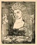 Giovanni Giacometti, Toeletta della sera II - Portrait Annetta Giacometti, 1911, Woodcut printed in black on cream-coloured wove paper
