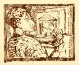 Giovanni Giacometti, Der Violinspieler – Bruno, 1927, Woodcut