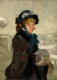 Adolphe Grison, Jeune femme au manchon (L'hiver), Oil on wood