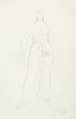 Ferdinand Hodler, Blick ins Unendliche, Studie zu Einzelfigur, 1916, Pencil drawing on wove paper, with watermark "P. M FABRIANO"
