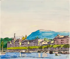 Genève, Quai des Eaux Vives by Bruno Hesse, 1926, Watercolour on wove paper, sold Sep 2024