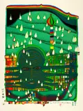 Friedensreich Hundertwasser, Green Power -Pouvoir Vert - Midori no Chikara, 1972, Colour Serigraph and metal printing on thin cardboard