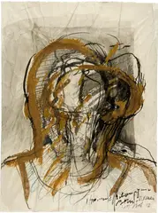 Rolf Iseli, Homme champignon, 1972, Indian ink, chalk and sand on creased laid paper with watermark "Ingres"