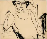 Mädchen im Unterkleid by Ernst Ludwig Kirchner, Around 1908/1909, Ink drawing on wove paper, sold Sep 2024
