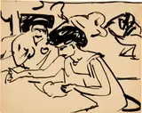 Dodo mit Freundin by Ernst Ludwig Kirchner, Around 1908/1909, Ink drawing on wove paper, sold Sep 2024