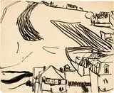 Landschaft mit Häusern, wohl Davos by Ernst Ludwig Kirchner, Around 1919/1920, Ink drawing on wove paper, sold Sep 2024