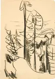 Tannen am Berghang by Ernst Ludwig Kirchner, 1921-1923, Charcoal drawing on wove paper, sold Sep 2024
