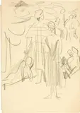Sonntag auf der Alp by Ernst Ludwig Kirchner, 1938, Charcoal drawing on firm, cream-coloured sketchbook paper, sold Sep 2024