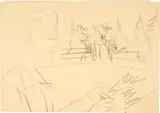 Kirchner zeichnend by Ernst Ludwig Kirchner, 1938, Charcoal drawing on firm, cream-coloured sketchbook paper, sold Sep 2024