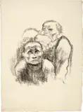 Käthe Kollwitz, Gefangene, Musik hörend, 1925, Chalk lithograph