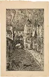 Alfred Kubin, Stadt, Pen and ink drawing on cadastral paper