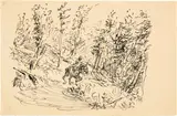 Alfred Kubin, Reiter im Wald, Pen and ink drawing on laid paper