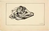 Alfred Kubin, Kobold (Sitzende Figur mit Rüssel), Pen and ink drawing on cadastral paper