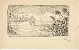 Alfred Kubin, Badende im See, Pen and ink drawing on cadastral paper